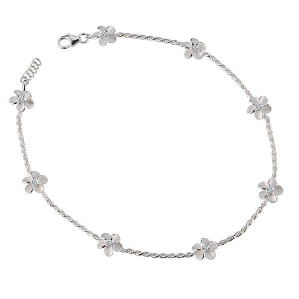 925 Silver Plumeria Anklet