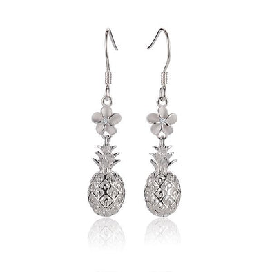 925 Silver Plumeria Pineapple  Earrings