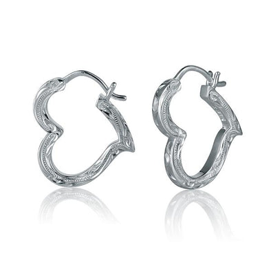 925 Silver Scroll Heart  Earrings