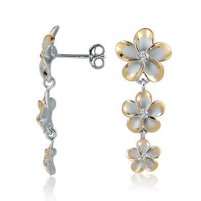 925 Silver Plumeria  Earrings