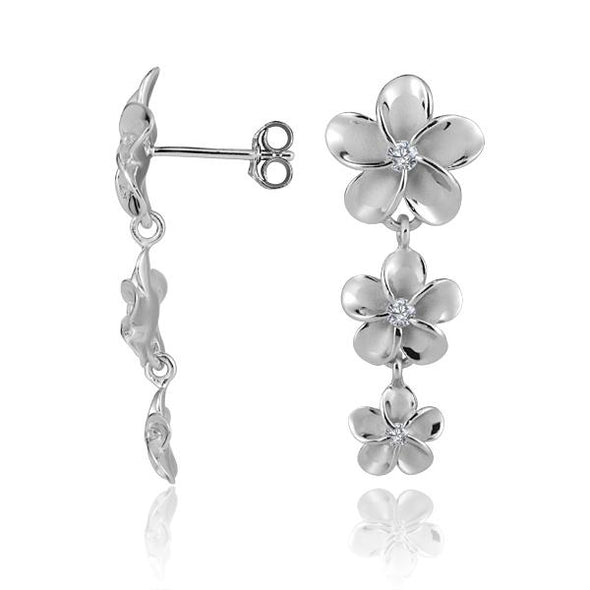 925 Silver Plumeria  Earrings