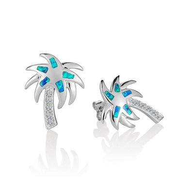 925 Silver Opal Palm Tree Earrings
