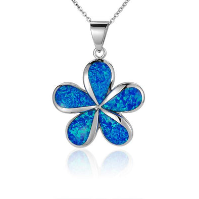 925 Silver Opal Plumeria Pendant