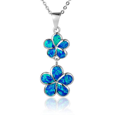 925 Silver Opal Plumeria Pendant