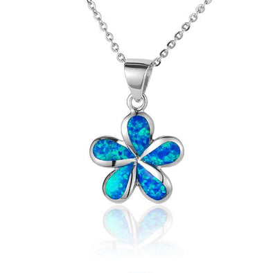 925 Silver Opal Plumeria Pendant