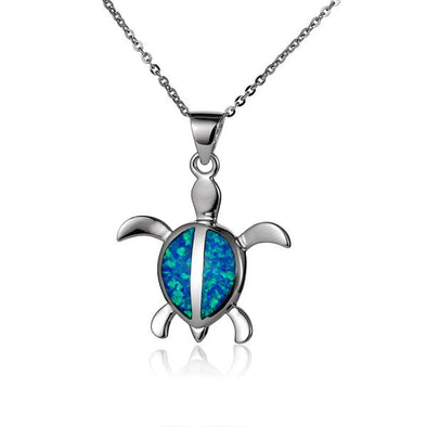 925 Silver Opal Honu Pendant