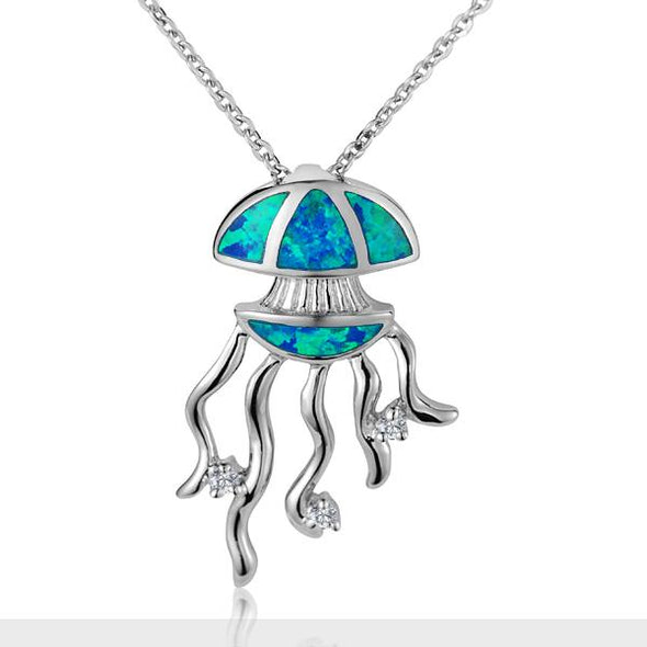 925 Silver Opal Jellyfish Pendant