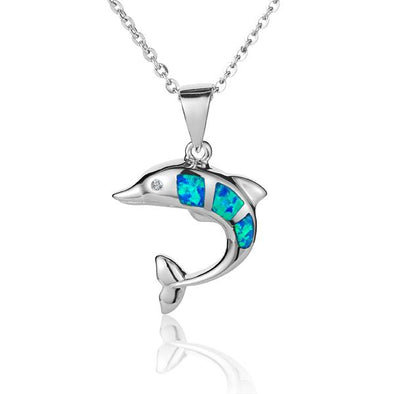 925 Silver Opal Dolphin Pendant