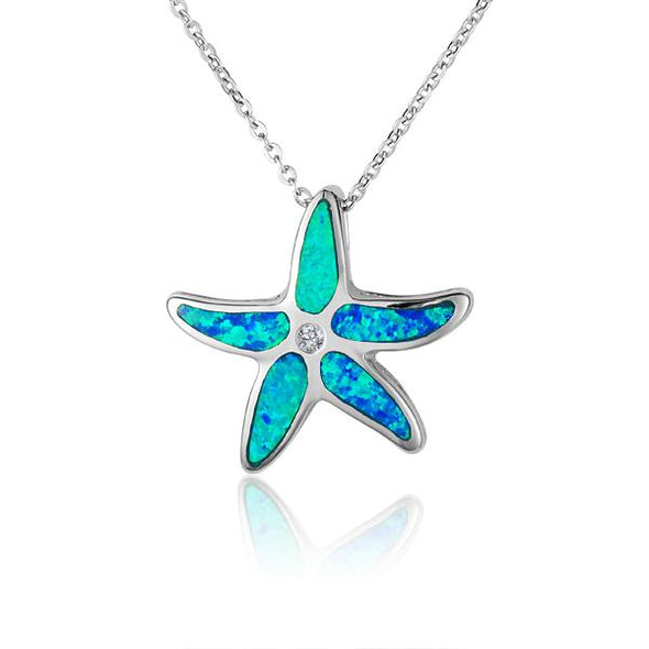 925 Silver Opal Starfish Pendant