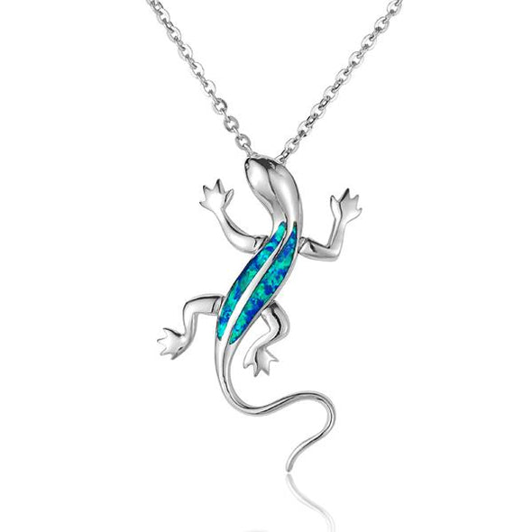 925 Silver Opal Gecko Pendant