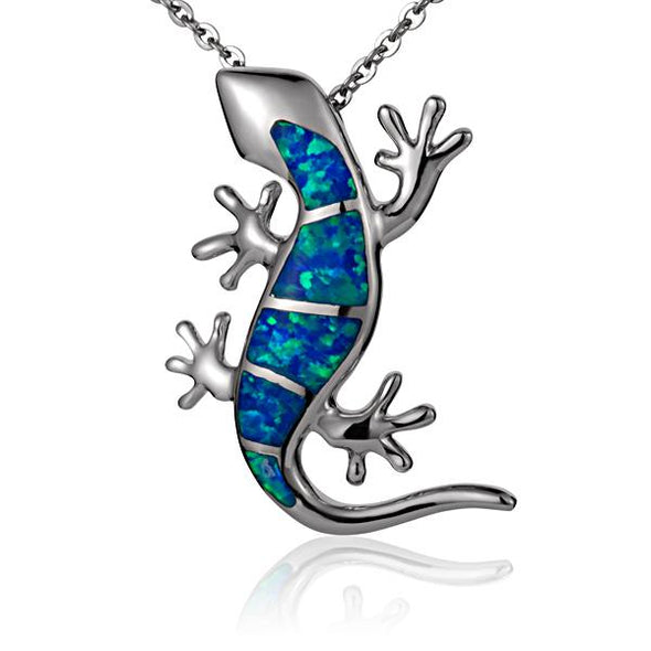 925 Silver Opal Gecko Pendant