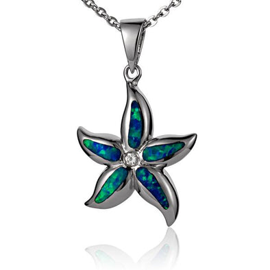 925 Silver Opal Starfish Pendant