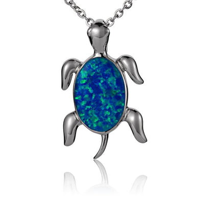 925 Silver Opal turtle Pendant