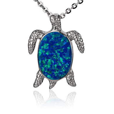 925 Silver Opal turtle Pendant