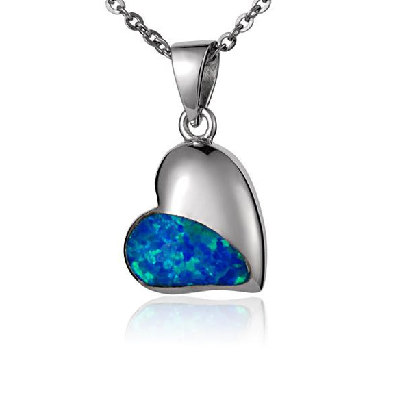 925 Silver Opal Heart Pendant