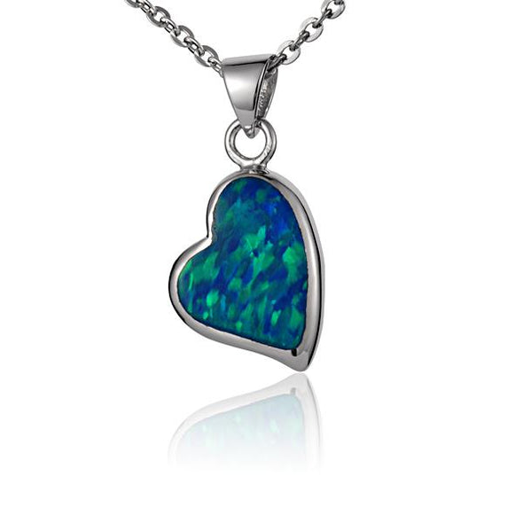925 Silver Opal Heart Pendant
