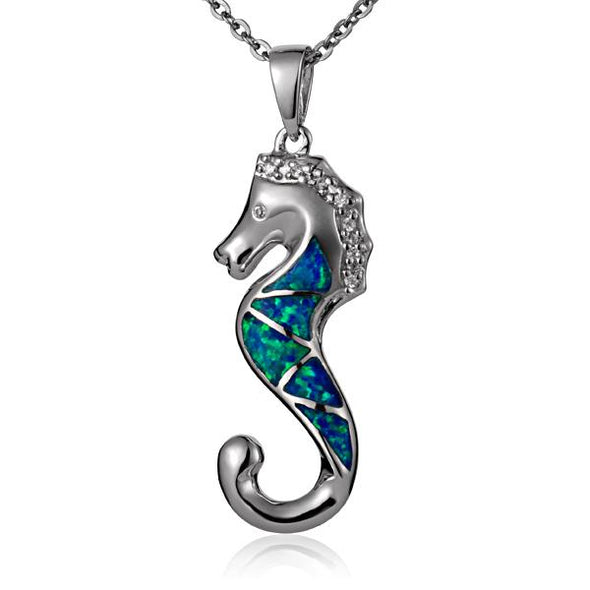 925 Silver Opal Seahorse Pendant