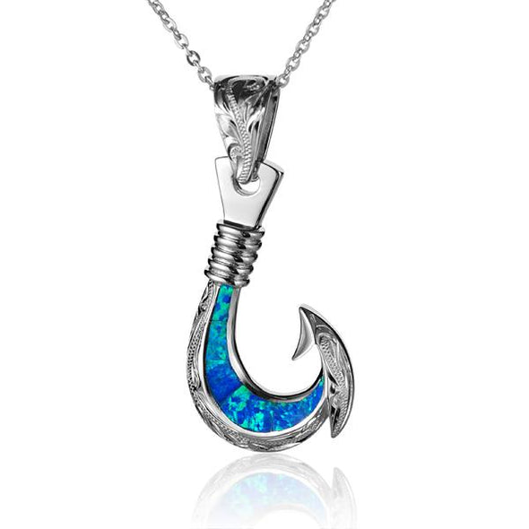 925 Silver Opal Fishhook Pendant