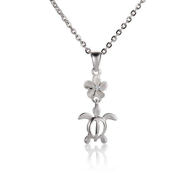 925 Silver Plumeria Honu Pendant