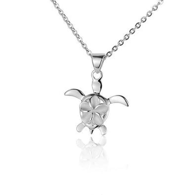 925 Silver Plumeria Honu Pendant