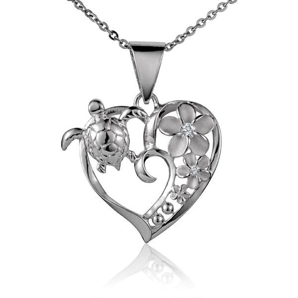 925 Silver Plumeria Heart Pendant