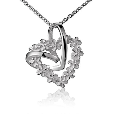 925 Silver Plumeria Heart Pendant