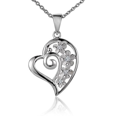 925 Silver Plumeria Heart Pendant