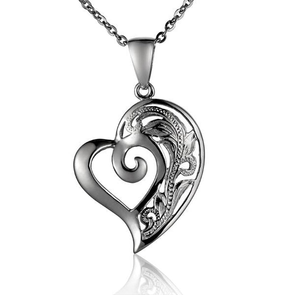 925 Silver Scroll Heart Pendant