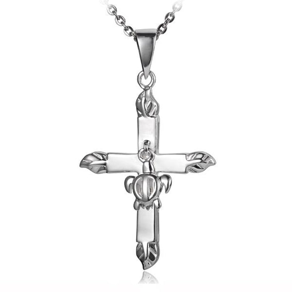 925 Silver Honu Cross Pendant