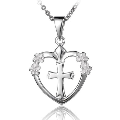 925 Silver Heart Cross Pendant