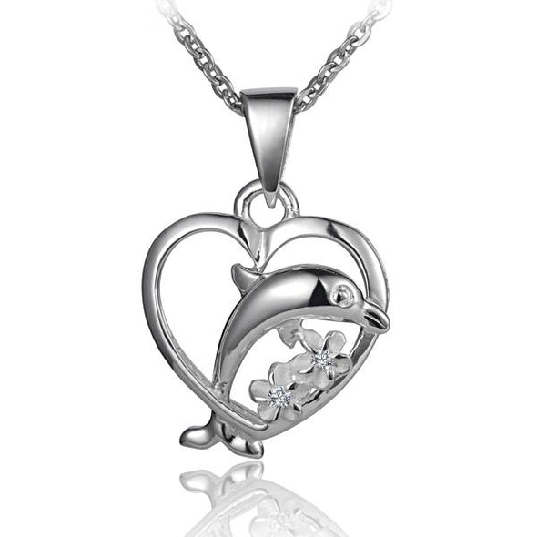 925 Silver Heart Dolphin Pendant