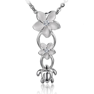 925 Silver Honu Plumeria Pendant