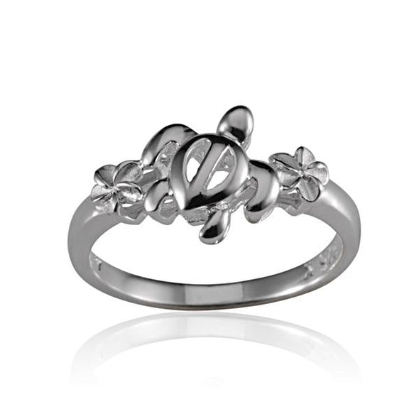 925 Silver Plumeria Honu Ring